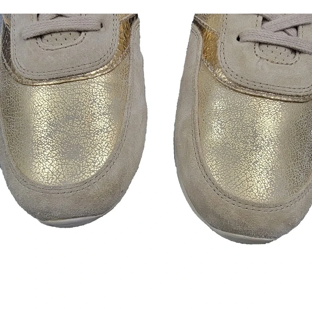 Gabor Metallic Gold Low Top Trainers Leather Sneakers Women's 7 UK 9 - 9.5 US